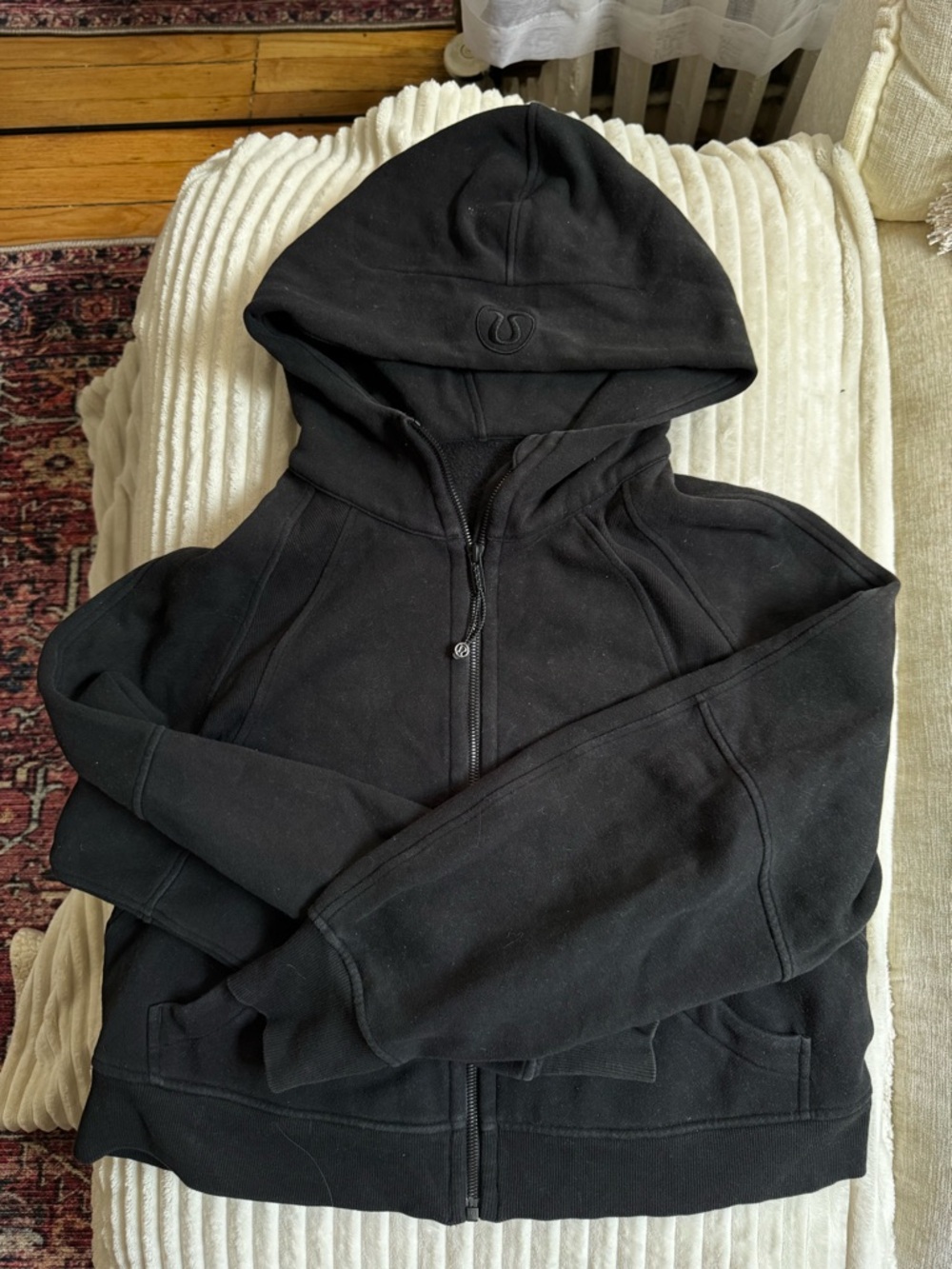 Lululemon Scuba Black Zip-Up Hoodie with Embroidered Logo